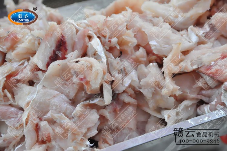 客戶自帶生魚肉片(冰凍)-稍微解凍后放入采肉機